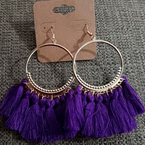 Bohemian Tassel Earrings in Purple